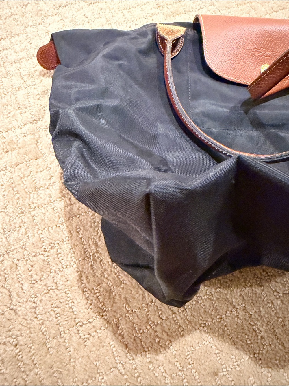 Longchamp Black Tote with Brown Leather Trim - Picture 5 of 5